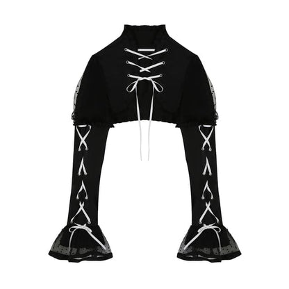 Lolita Long-Sleeve Lace Up Blouse / Spaghetti Strap Mini