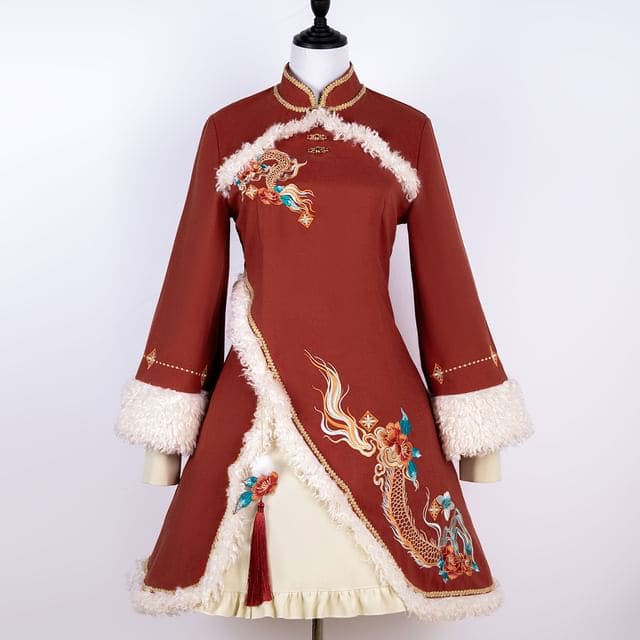 Lolita Long-Sleeve Mandarin Collar Floral Embroidered