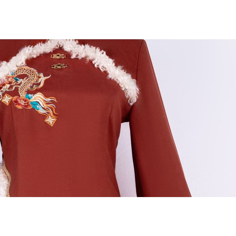 Lolita Long-Sleeve Mandarin Collar Floral Embroidered