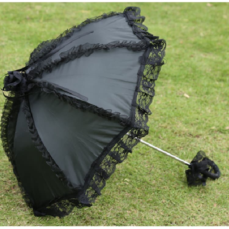 Lolita Outdoor Party Black Gothic Lace Umbrella MK16776