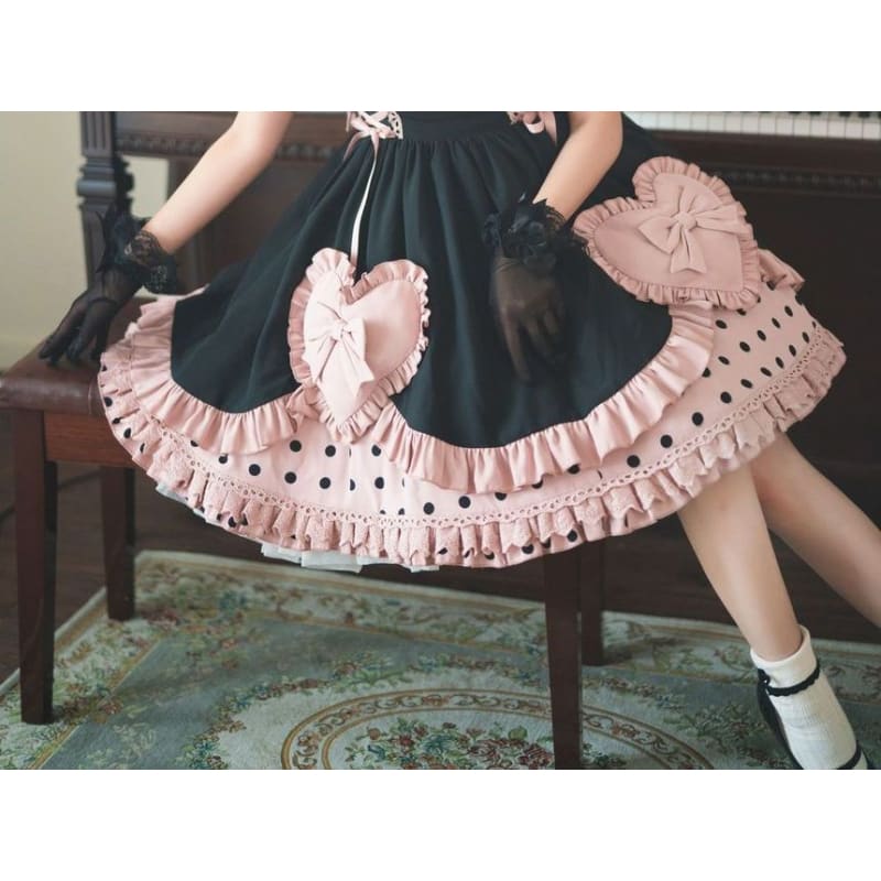 Lolita Ruffle Trim Mini A-Line Dress / Bow Headband