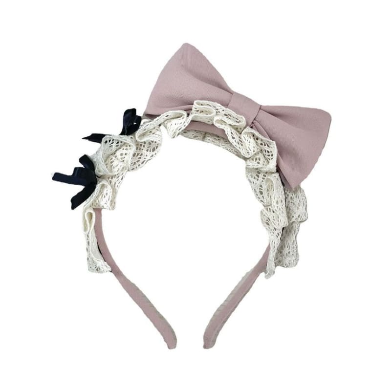 Lolita Ruffle Trim Mini A-Line Dress / Bow Headband