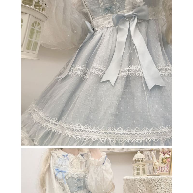 Lolita Ruffled Midi A-Line Overall Dress