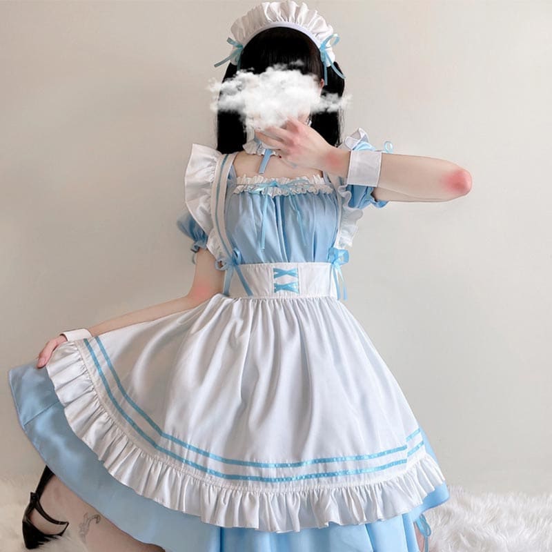 Lolita Seven Piece Ruffled Maid Dress