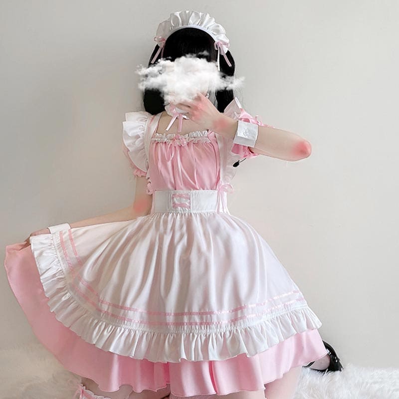 Lolita Seven Piece Ruffled Maid Dress