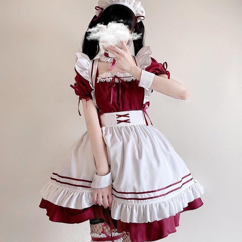 Lolita Seven Piece Ruffled Maid Dress