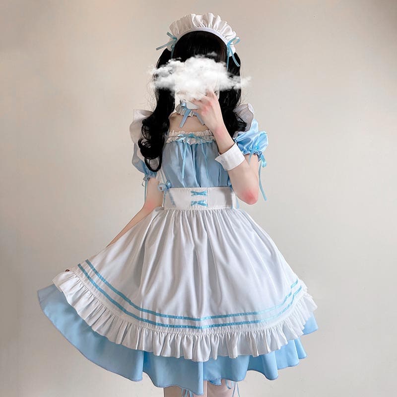 Lolita Seven Piece Ruffled Maid Dress