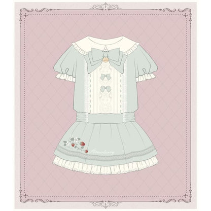 Lolita Short-Sleeve Collar Bow Accent Mini A-Line Dress