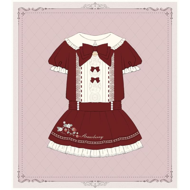 Lolita Short-Sleeve Collar Bow Accent Mini A-Line Dress