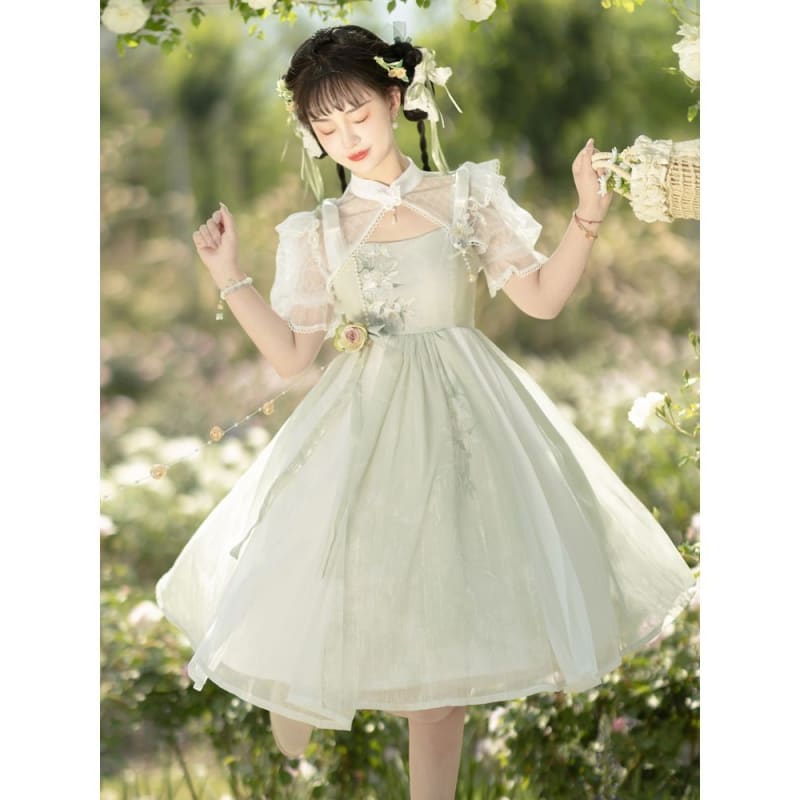 Lolita Short-Sleeve Mesh Shrug / Sleeveless A-Line Dress