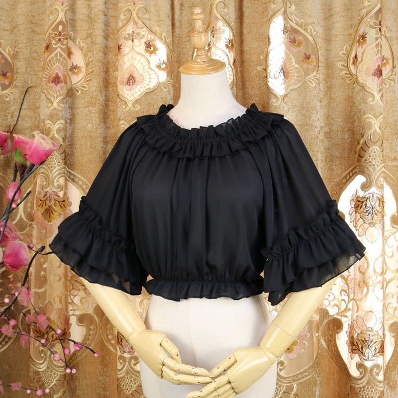 Lolita Short-Sleeve Ruffle Blouse / Lace Blouse