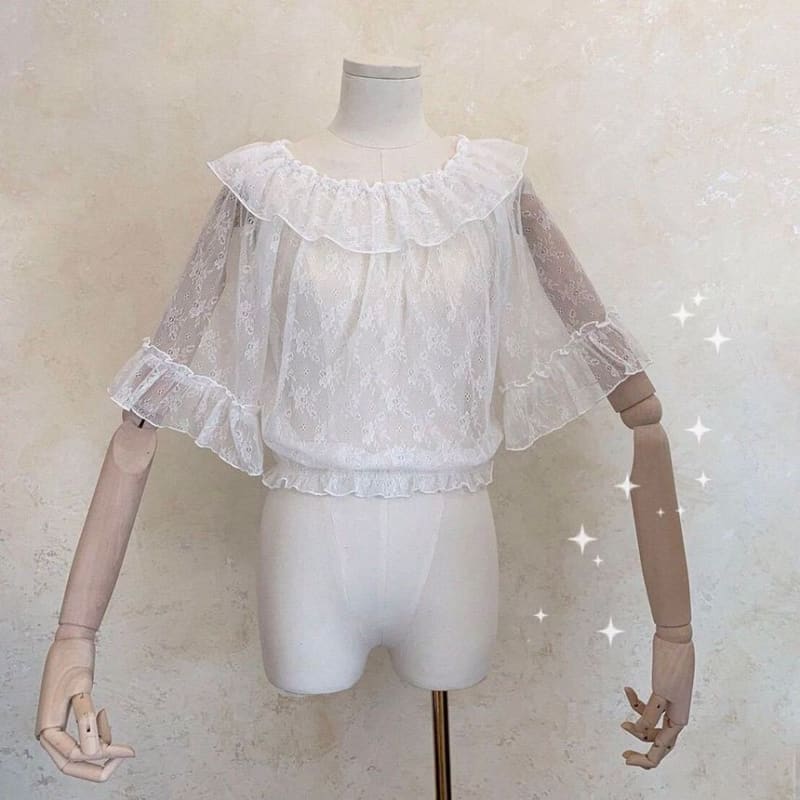 Lolita Short-Sleeve Ruffle Blouse / Lace Blouse