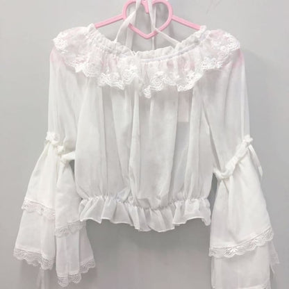 Lolita Short-Sleeve Ruffle Blouse / Lace Blouse