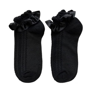 Lolita Soft Ruffle Socks - Black - Socks