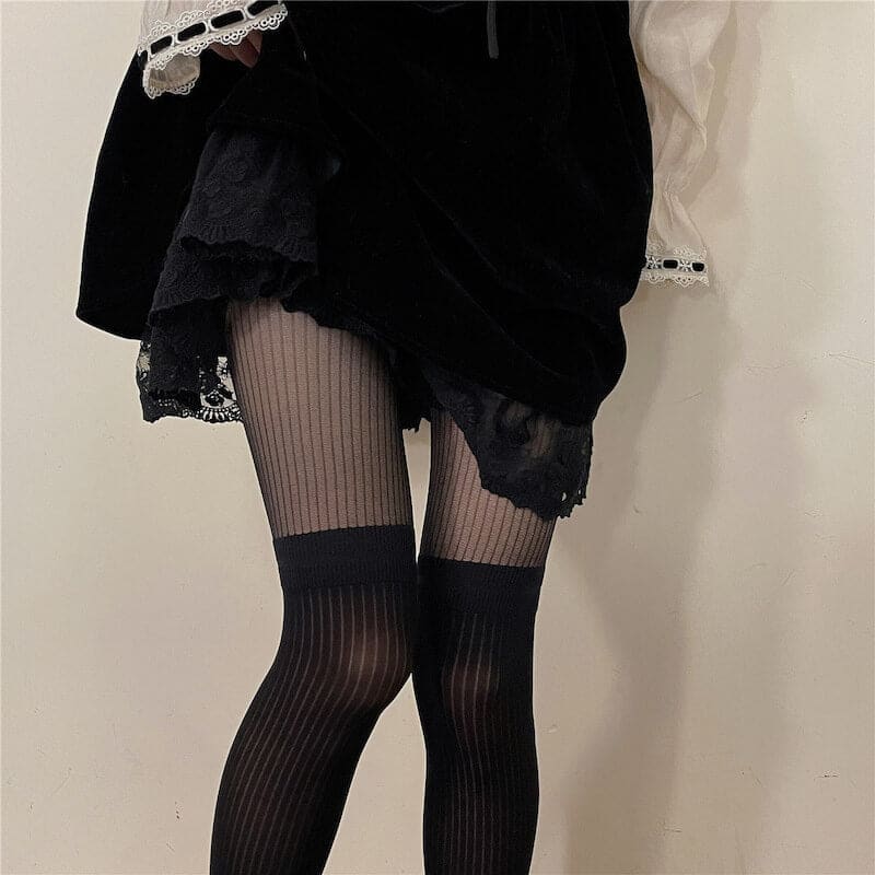 Lolita Vintage Tights - Black - Tights