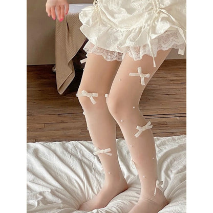 Lolita White Bow Dot Tights SpreePicky