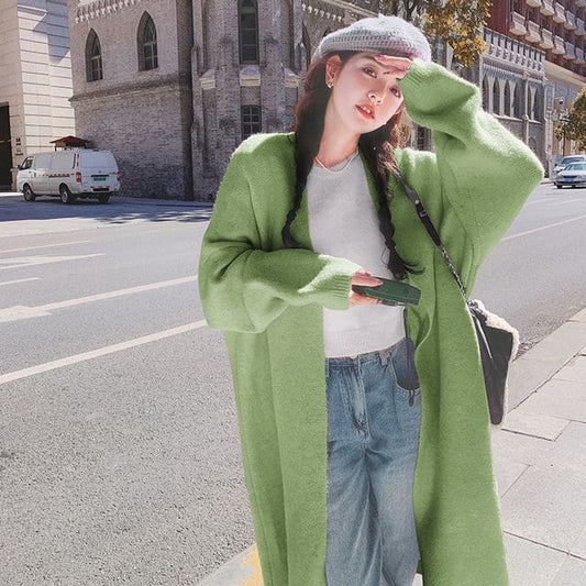 Long Cardigan NA20 - Green / S