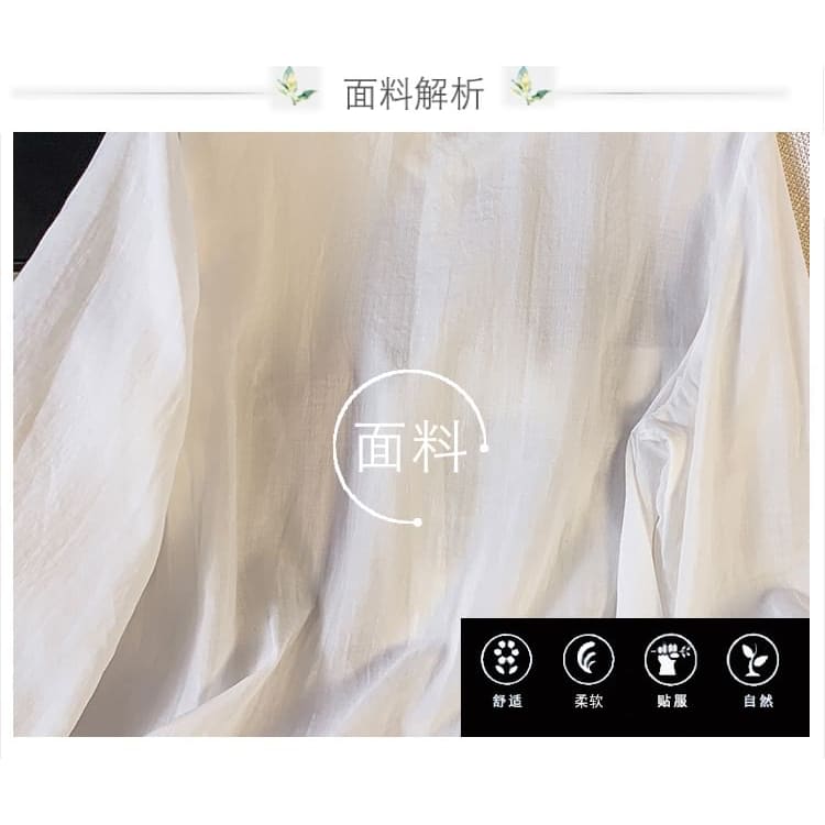 Long Sleeve Band Collar Plain Hanfu Blouse