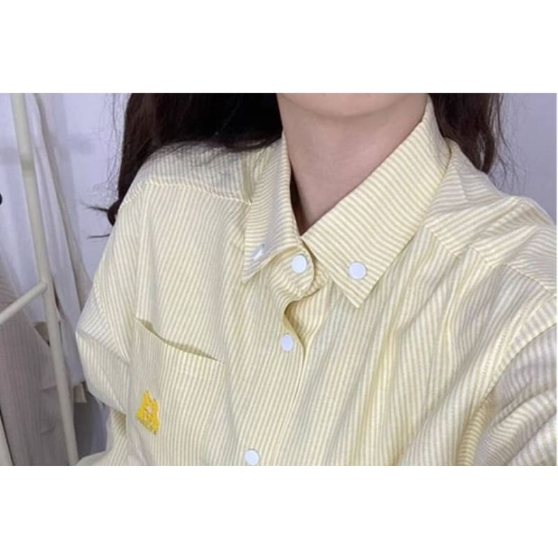 Long Sleeve Collared Striped Shirt