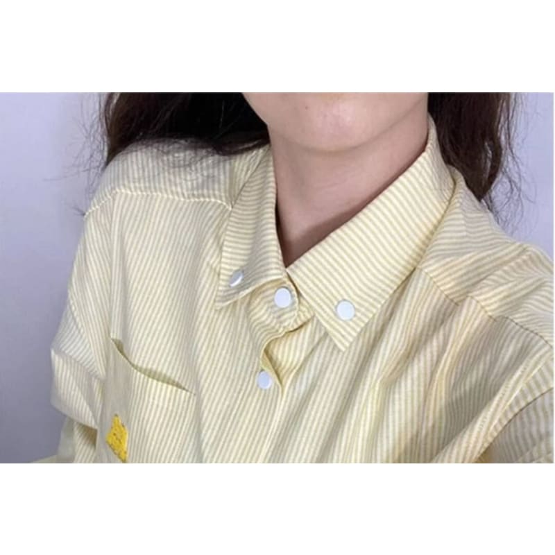 Long Sleeve Collared Striped Shirt