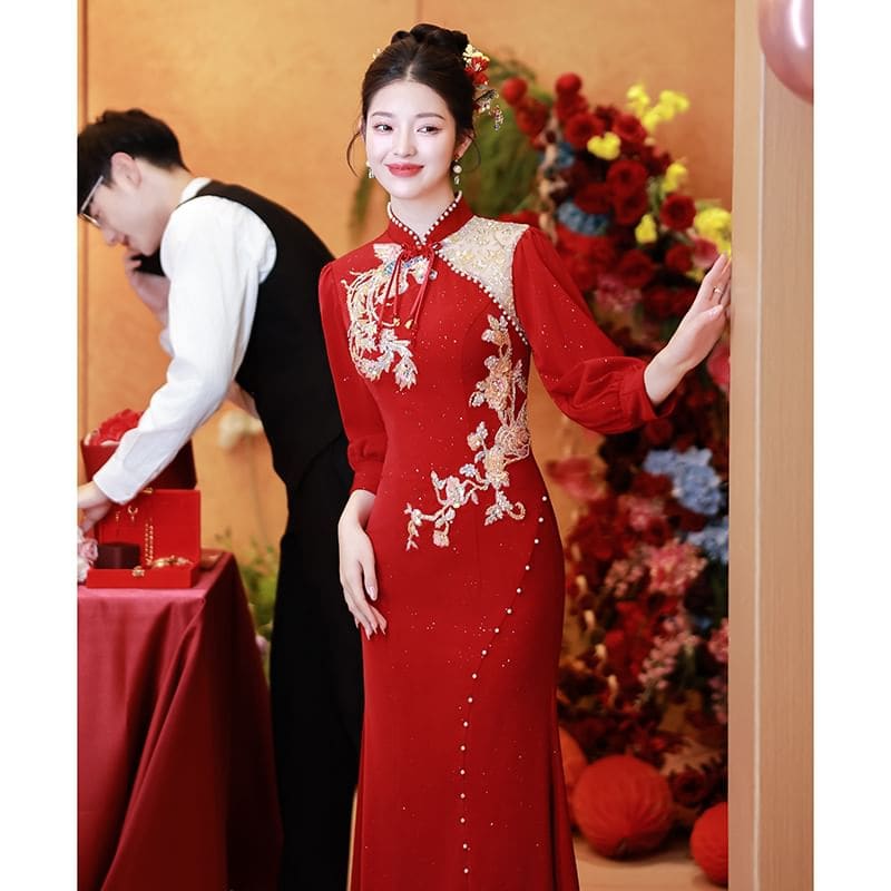 Long-Sleeve Embroidered Traditional Chinese Mermaid