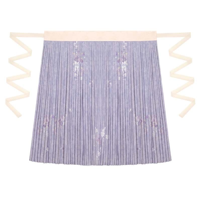 Long-Sleeve Floral Print Hanfu Robe / Sash / High Waist