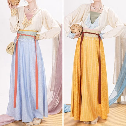 Long-Sleeve Hanfu Wrap Top / Camisole Top / Maxi A-Line