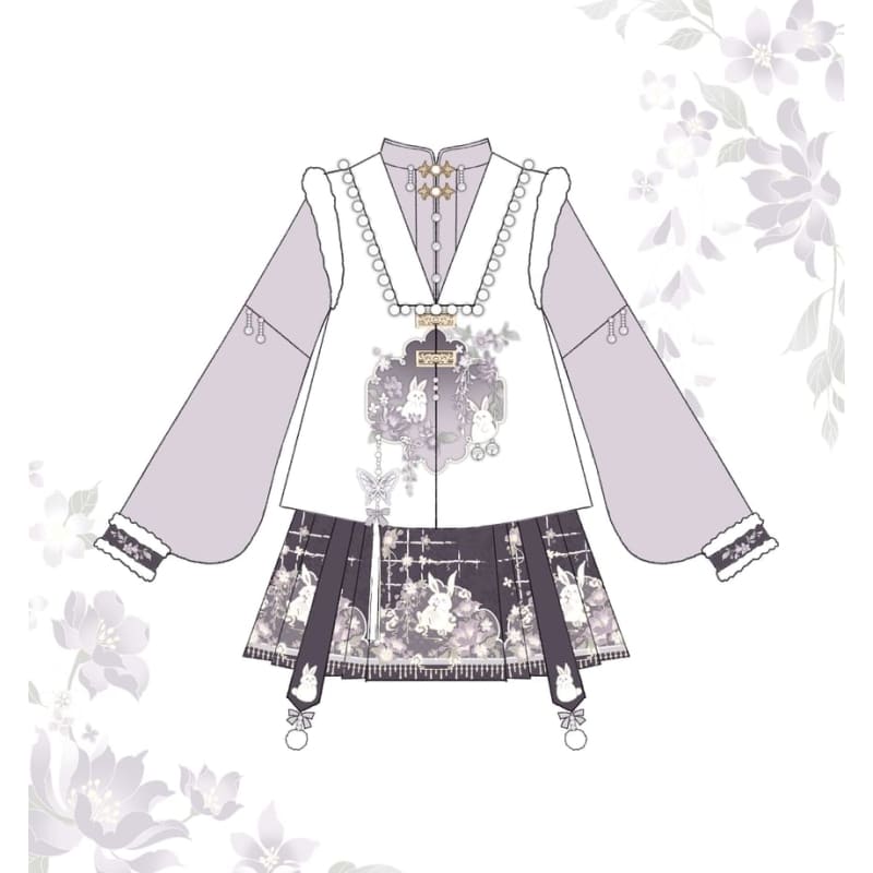 Long-Sleeve Mandarin Collar Lolita Floral Embroidered