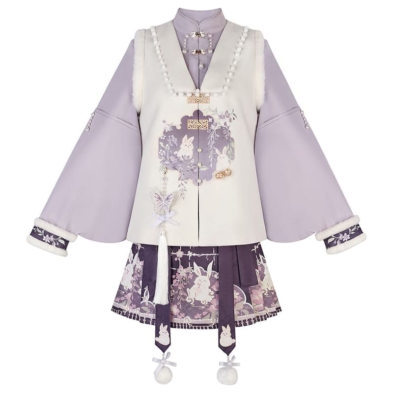 Long-Sleeve Mandarin Collar Lolita Floral Embroidered