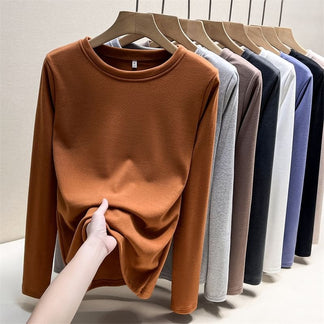 Fashion Plaid Round Neck Long Sleeve T-Shirt