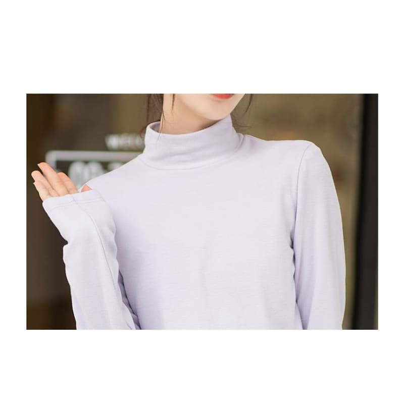 Long Sleeve Turtleneck Plain Top