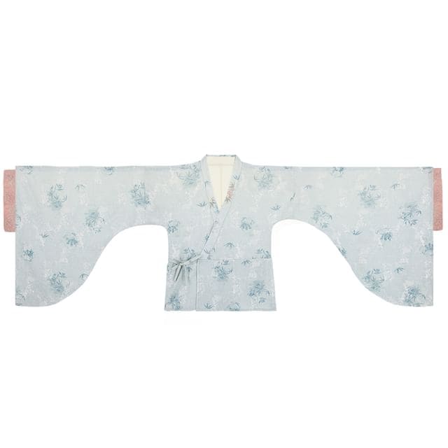 Long-Sleeve V-Neck Floral Embroidered Hanfu Top / Plain Top