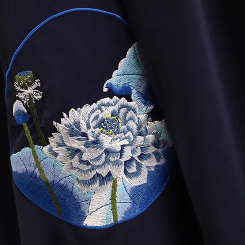 Lotus Embroidery Shirt Skirt