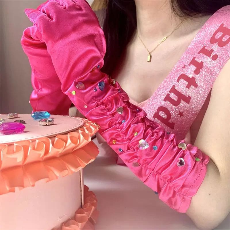 Kawaii Aesthetic Y2K Cute Fairy Love Diamond Etiquette Belt Gloves MK Kawaii Store