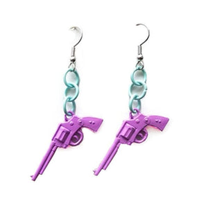 Love Roulette Gun Earrings - Standart / Purple/blue