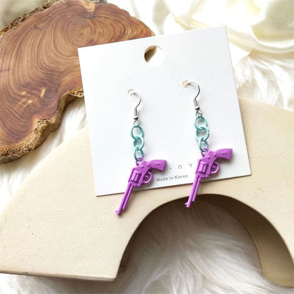 Love Roulette Gun Earrings - Standart / Purple/blue