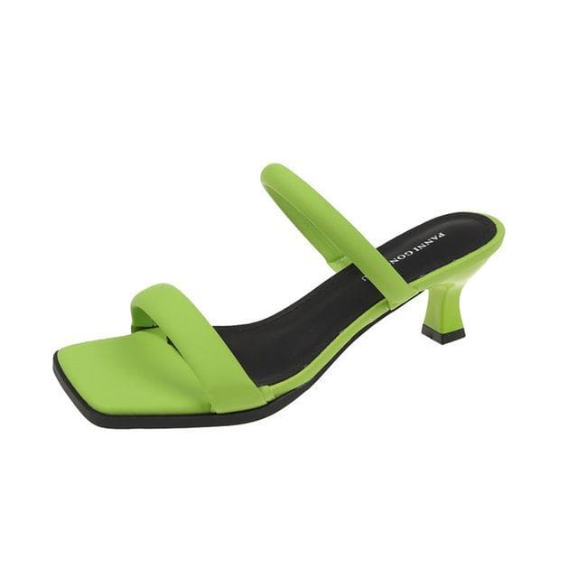 Low Heel Slide Sandals - Green / 35