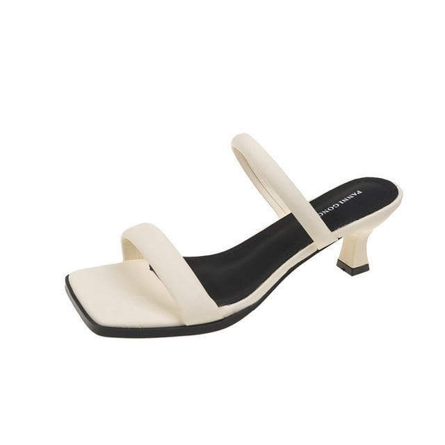 Low Heel Slide Sandals - Off-White / 35