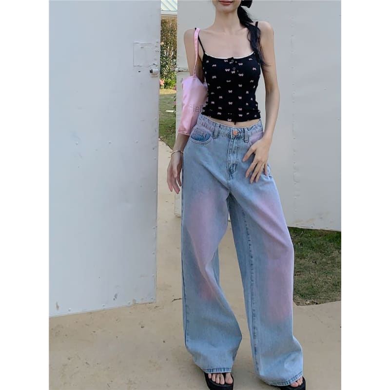 Low Rise Gradient Wide Leg Jeans