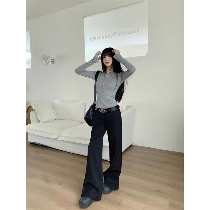 Low Rise Plain Flared Pants (Various Designs)