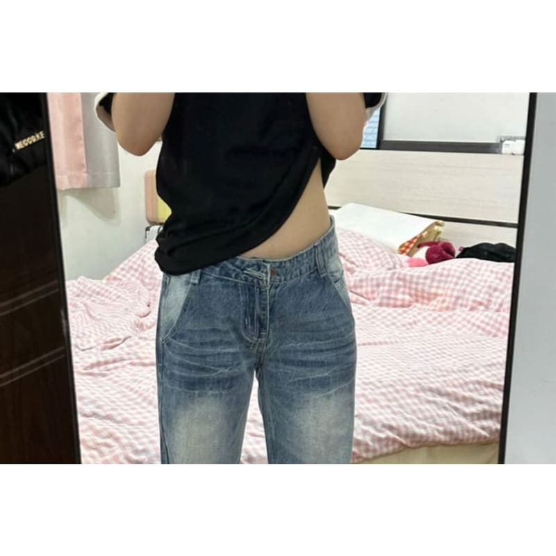 Low Waist Washed Wide Leg Jeans (Various Designs)