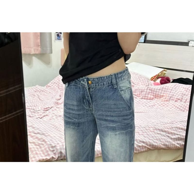 Low Waist Washed Wide Leg Jeans (Various Designs)