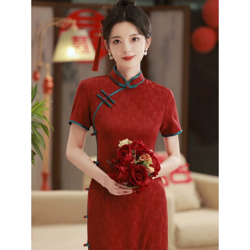 Lucky Red Cheongsam Dress - Female Hanfu