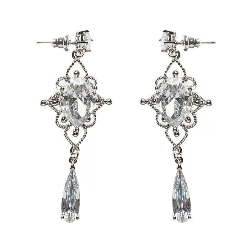 Luxury Crystal Drop Earrings - Standart / Silver - earrings