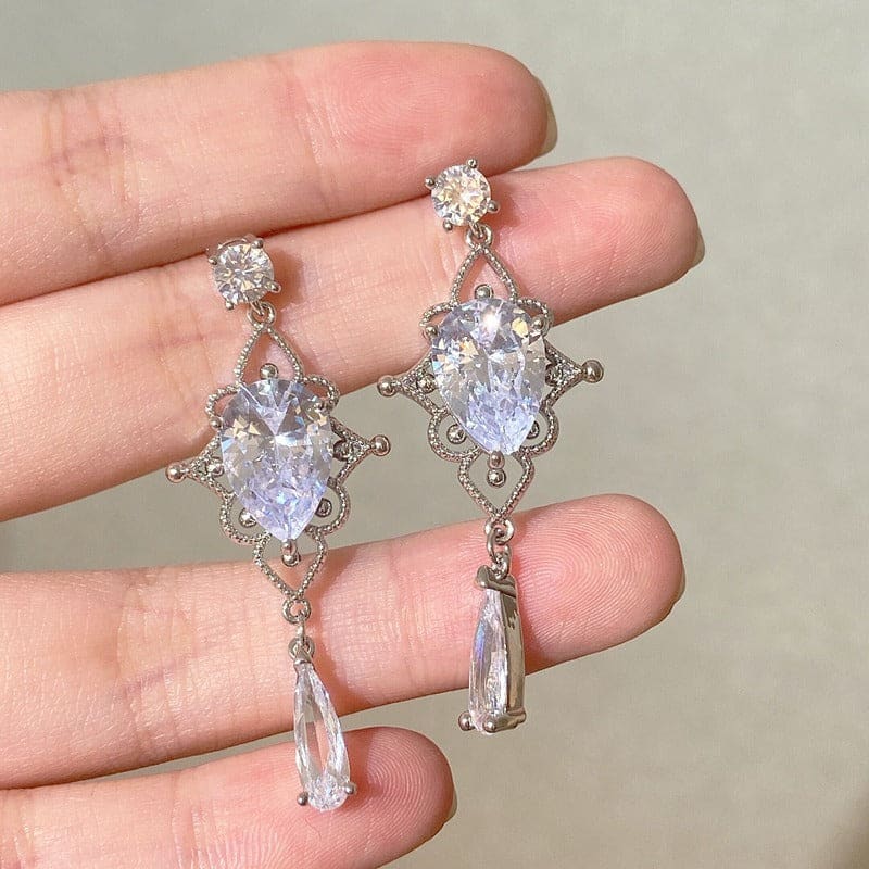 Luxury Crystal Drop Earrings - Standart / Silver - earrings