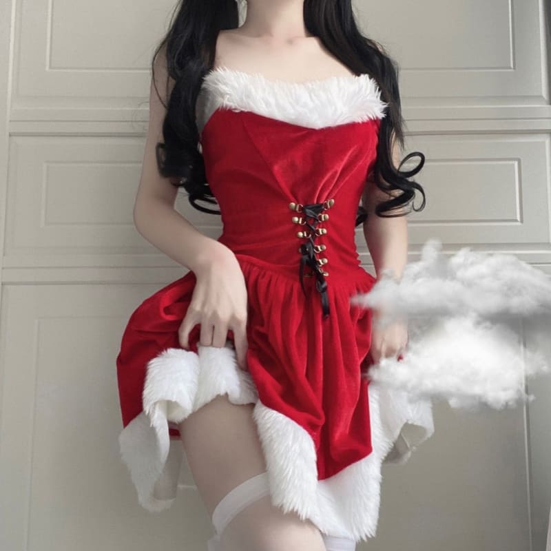 M-XL Kawaii Red Christmas Santa Dress and Cape MK16883