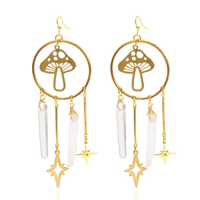 Magical Mushroom Earrings - Standart / Gold - earrings