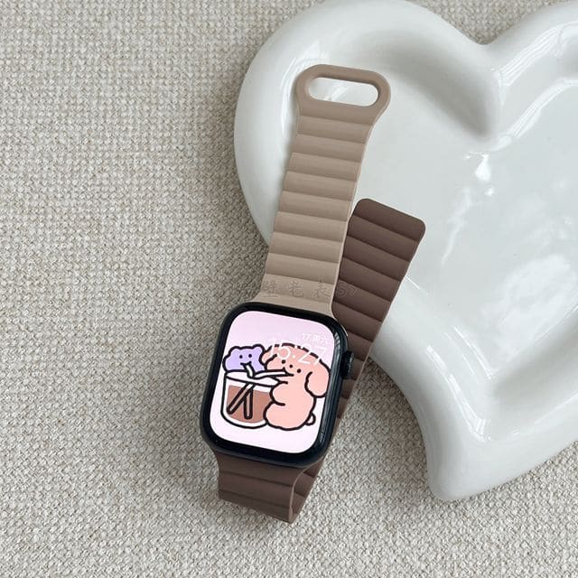 Magnetic Silicone Apple Watch Band - 1 Pc - Khaki & Brown