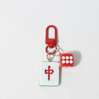 Mahjong Bag Charm Keyring (Various Designs) - 01 - Red