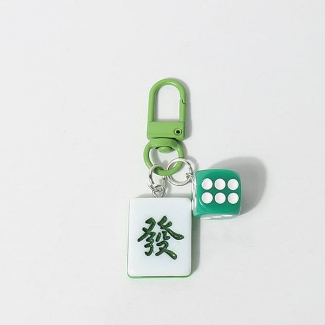 Mahjong Bag Charm Keyring (Various Designs) - 02 - Green